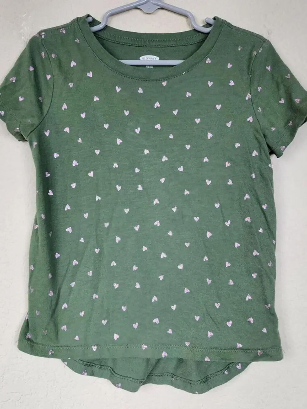 XS Green Heart Girls Kids Tee Shirt Top